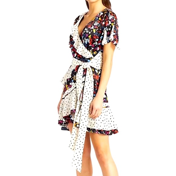 TANYA TAYLOR Bianka Ruffle Confetti Dot Wrap Dress - Picture 3 of 12